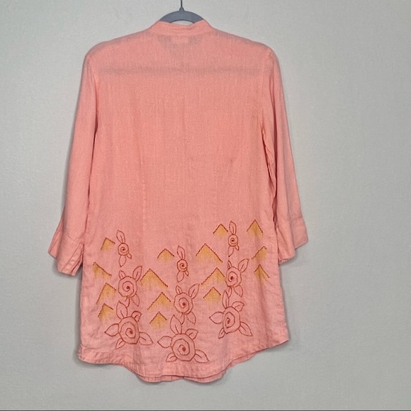 J Jill Top Aztec Print Linen Button Down Shirt Size XS - Picture 7 of 10